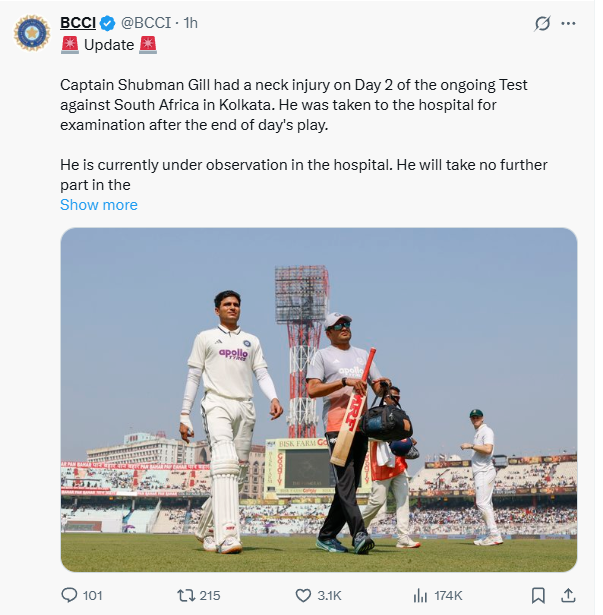 Shubhman Gill Health Updates